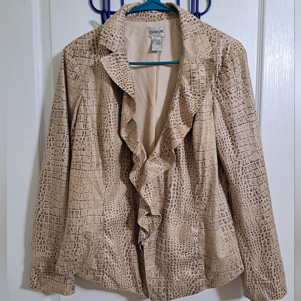 Chico's Tan Croc-Embossed Blazer Size Medium